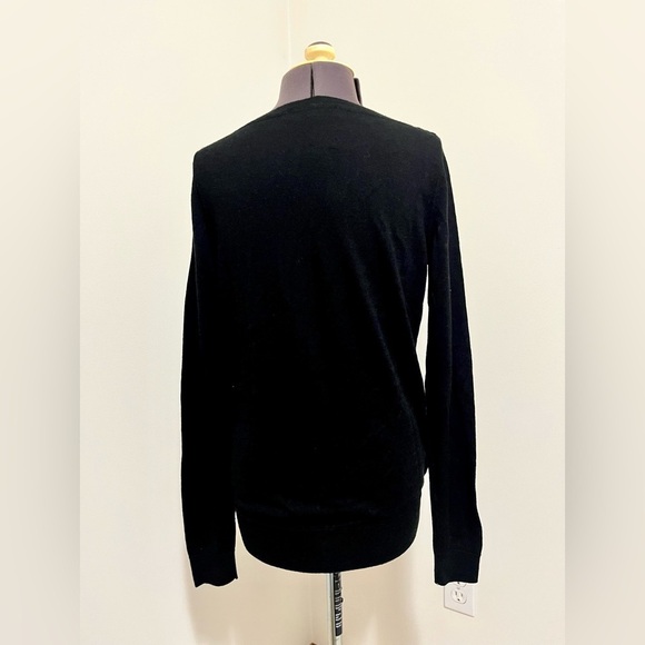 Ann Taylor Loft Black Sheer Lace Sweater with Tan Chiffon Panel Size S - Picture 3 of 10